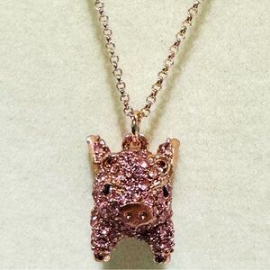 Kate Spade Imagination Pave Flying Pig Mini Pendant Necklace NWT